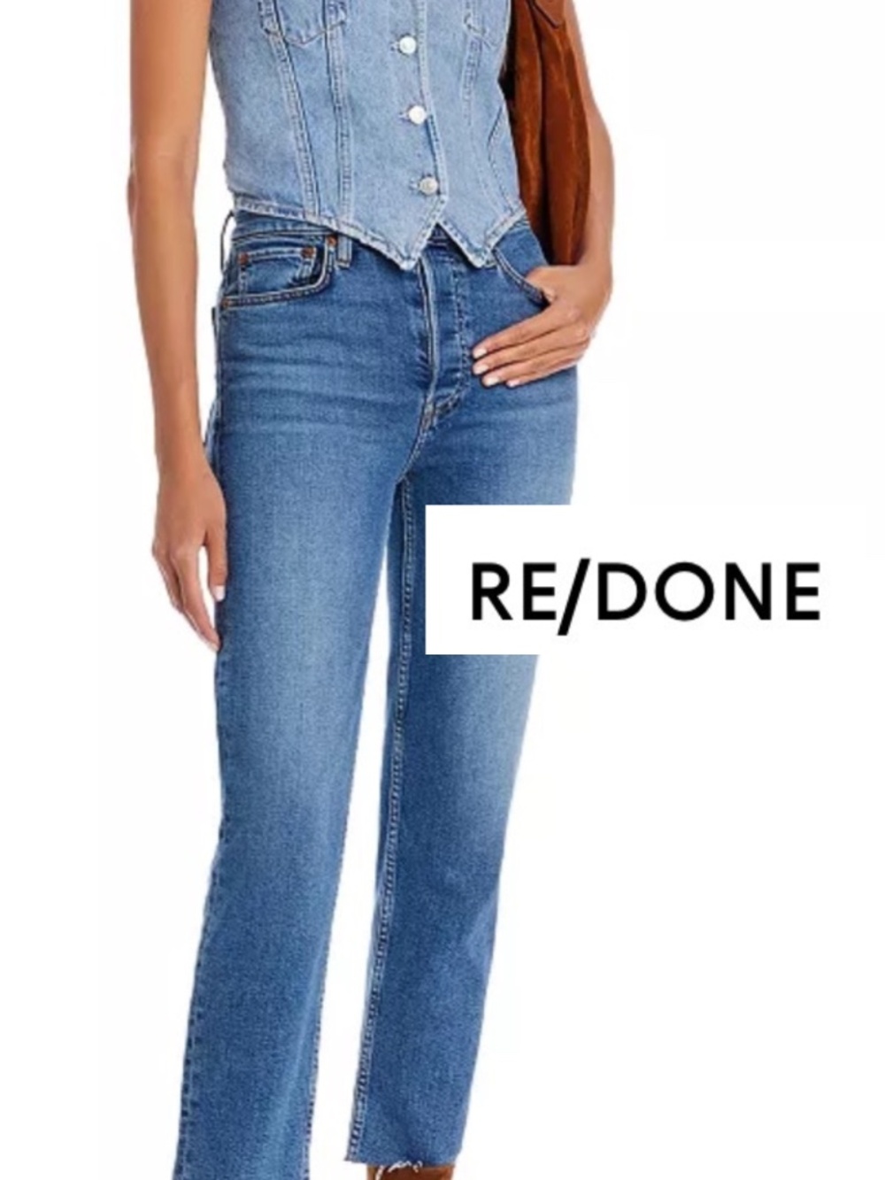 RE/DONE 70's Stove Pipe High Rise straight leg jeans, 24, GD1246